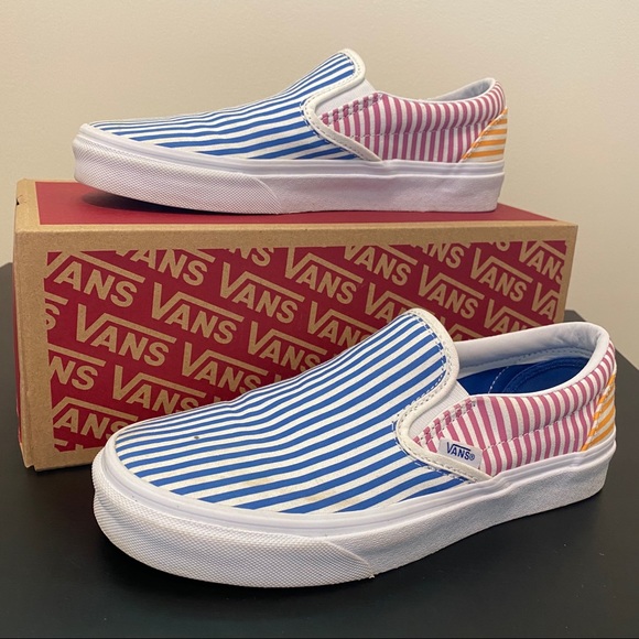 Vans Shoes - Multicolored Pinstripe Slip On Vans